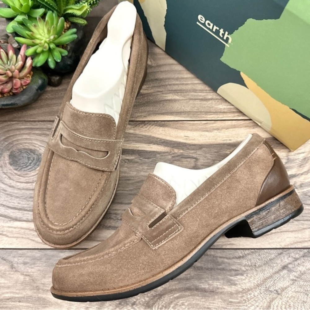 Earth Avani Barcelona Slip On Penny Loafer 9M 40 Warm Taupe‎ Multi Suede